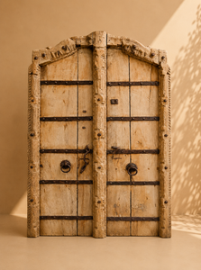 Porte double en bois vintage de style Madras indien avec ferrures métalliques antiques, bois recyclé rustique, décoration traditionnelle Darwaza - Product Image 3