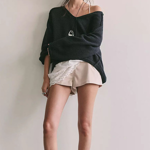 เสื้อสเวตเตอร์ไหมพรมคอวี แขนทรงปีกค้างคาว สีพื้น สไตล์ลำลอง สำหรับผู้หญิง ใส่ได้ทั้งฤดูใบไม้ร่วงและฤดูหนาว ผลิตจากอะคริลิก 100% - Product Image 4