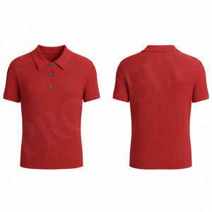 Polo côtelé personnalisé avec logo brodé, manches courtes, coupe ajustée décontractée, mélange de coton respirant, mode estivale, couleur unie - Product Image 6