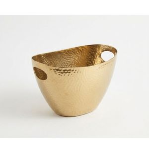 Seau à glace ovale de luxe en métal finition bronze martelé avec poignées, bac rafraîchisseur pour boissons, idéal pour le vin et la bière - Product Image 5