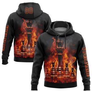 Sweat à capuche homme respirant et écologique, nouveau design industriel, personnalisé, noir et orange, motif flamme 3D, pour le sport et les loisirs, collection automne, vente en gros directe - Product Image 1