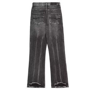 New Arrival Custom Manufacturer Mid Waist Skinny Denim <b>Flared</b> Pants for <b>Men</b> Wide Leg Anti-Wrinkle Flame Design 100% Cotton - Product Image 2