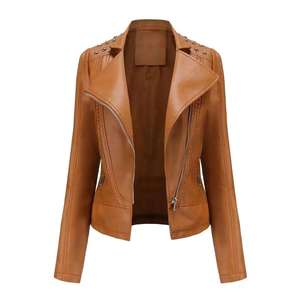 Chaqueta de cuero para mujer antiarrugas, impermeable, ecológica, con logotipo personalizado, transpirable, de primera calidad y ligera. - Product Image 3