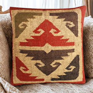 Ensemble de coussins carrés en coton de luxe, motif géométrique, multicolores, écologiques, décoration intérieure, fabrication indienne - Product Image 4