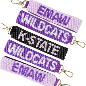 Handcrafted Fashion Beadwork Custom Sports Team Beaded Adjustable Keychain <b>Wristlet</b> Slogan Football Game Day Key Accessories - Product Image 4