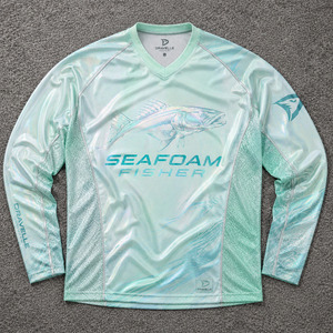 OEM Custom Angler Fishing Jersey Long Sleeve <b>Holographic</b> Sublimated UPF 50+ Quick-Dry Performance Shirt - Product Image 1