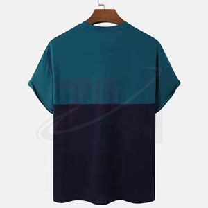 เสื้อยืดผู้ชายคอโอ แขนสั้น ผ้าถัก ระบายอากาศดี สีตัดต่อ มีโลโก้ด้านหน้า ทรงโอเวอร์ไซส์ ขายส่ง รับผลิตตามแบบ - Product Image 2