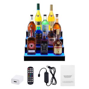 Espositore per Bottiglie di Liquori a 4 Livelli con Illuminazione LED, 16 Pollici, in Acrilico, per Bar Commerciale o Domestico, Scaffale Illuminato a 4 Gradini - Product Image 1