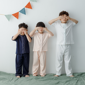 100% coton respirant OEM ODM populaire enfants enfants costumes garçons filles pyjamas ensemble avec manches courtes pantalons longs rose - Product Image 6