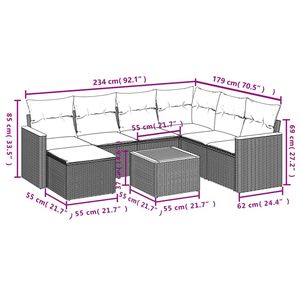 Ensemble de canapés de jardin noir et crème avec rotin PE résistant aux UV, mobilier d'extérieur au design contemporain, coussins imperméables - Product Image 5
