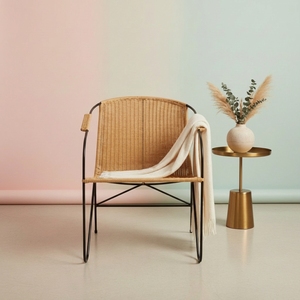 Modern Rattan <b>Dining</b> Chair Nordic Minimalist Wicker <b>Armchair</b> Eco-Friendly Ergonomic Rattan Legs Luxury Cafe Restaurant Outdoor - Product Image 2