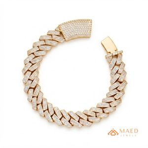 สร้อยข้อมือฮิปฮอปแบบ Cuban Link ชุบทองประดับเพชรโมอิสซาไนต์ ดีไซน์เรียบหรู สำหรับผู้ชายและผู้หญิง เหมาะเป็นของขวัญสำหรับงานปาร์ตี้ คุณภาพพรีเมียม - Product Image 1