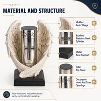 Produsen Lentera Peringatan Tenaga Surya Dengan Sayap Malaikat Resin, Bodi Baja Tahan Karat, Potongan Bentuk Hati, Dan Alas Logam yang Stabil