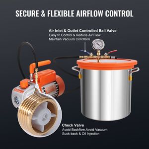 Kit Camera di Degassaggio Sottovuoto da 3 Galloni con Pompa da 3,5 CFM Monostadio 25-Vacuum, Coperchio in Vetro Temperato, Recipienti a Pressione - Product Image 6