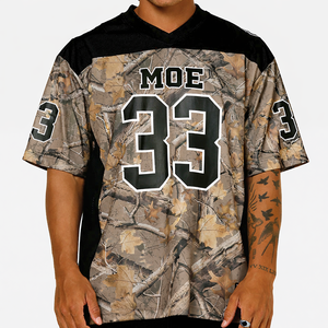 カスタムストリートウェア迷彩柄アメリカンフットボールジャージーオーバーサイズフィットカスタムナンバートップメッシュ通気性OEMプライベートラベル卸売USA - Product Image 2