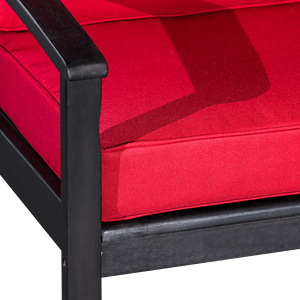 Sedia da giardino in eucalipto con finitura espresso, seduta profonda e cuscini bordeaux - Product Image 3