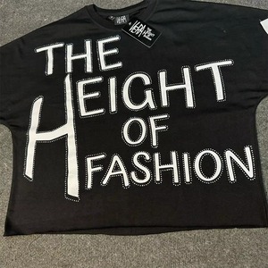 เสื้อยืดโอเวอร์ไซส์ทรงครอป แขนสั้น คอกลม พิมพ์ลายตัวอักษร สไตล์ลำลอง ผ้าเจอร์ซีย์ 100% คอตตอน สำหรับผู้ชาย รุ่น The Height Of Fashion - Product Image 2