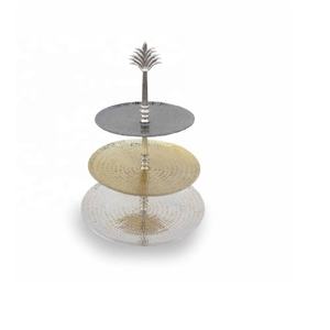 Último diseño estrella en la parte superior 2 niveles Soporte redondo para pasteles soporte de fruta de aluminio soportes herramientas para pasteles de la India Cupcake Display Tower - Product Image 4