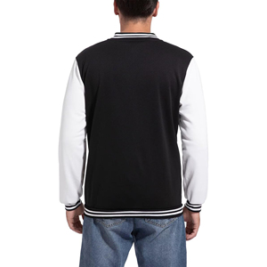 Custom Mens Black Varsity <b>Jacket</b> Wholesale Fleece Fleece Sleeves Letterman Baseball Bomber <b>Jacket</b> High Quality College Outerwear - Product Image 3
