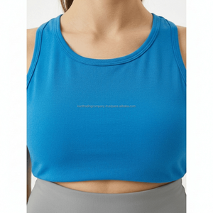Private Label 100% Cotton Women's Short Sleeveless Crop Tank <b>Top</b> Custom Brand Logo Front Breathable Anti-Pilling Wholesale - Product Image 2