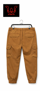 Men Cargo Pull-On <b>Joggers</b> Elastic Waist Utility Pants Multi-Pockets <b>Slim</b> Fit Canvas Stretch - Product Image 2