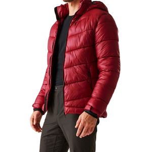 Men's Trendy <b>Red</b> Winter Puffer <b>Jacket</b> Regular Length Design Hooded Collar Premium Canvas Fabric Front <b>Waterproof</b> - Product Image 2