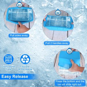 Set di 2 Stampi in Silicone da 6,6 Libbre per Congelatore, Stampi per Blocchi di Ghiaccio e Stampi per Ghiaccioli, per Bagno di Ghiaccio, Zuppa, Congelamento di Frutti di Mare e Decorazioni Fai-da-Te - Product Image 6