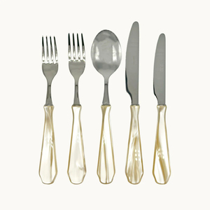Elegant Metal <b>Flatware</b> Set With Mother Of Pearl Handles Mirror Polish Dishwasher Safe For Wedding And Home Use - Product Image 5