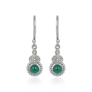 925 Sterling <b>Silver</b> Natural Green Onyx <b>Dangle</b> <b>Earrings</b> Handmade Gemstone Leaf Designer Hook Hanging <b>Earrings</b> for Women - Product Image 1