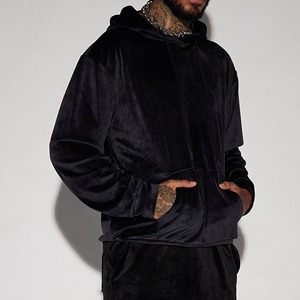 Sweat-shirt à capuche en velours brodé de haute qualité, unisexe, haut à capuche, écologique, vente en gros, couleurs personnalisées, hiver - Product Image 5