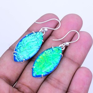 Handmade Australian Triplet Fire <b>Opal</b> 925 Sterling Silver <b>Earrings</b> Boho Jewelry Natural <b>Opal</b> <b>Earrings</b> For Women - Product Image 2