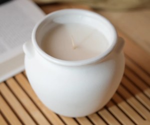 Minimalist Round Ceramic <b>Candle</b> Vessel Single Wick Long Burn Smooth Matte Finish Durable Elegant Home Decor Gift Choice - Product Image 2