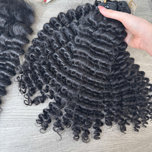 Extensions de cheveux humains vietnamiens de couleur noire Water Curl Lace de fermeture droite naturelle - Product Image 1