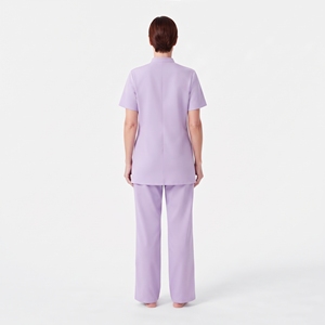 Women <b>Beauty</b> Salon <b>Uniform</b> Hospital Workwear Short Sleeve Button Up Top Jogger Set Polyester Spandex Custom Manufacturer - Product Image 3