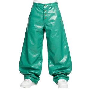 Pantalones de Cuero Negros Clásicos para Hombre, Cintura Baja, Elásticos, Ajustados, con Bolsillo, Traje de Discoteca, Ropa de Club Personalizada - Product Image 1