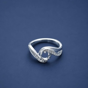 925 Sterling <b>Silver</b> <b>Wave</b> Engagement <b>Ring</b> Setting Round Diamond Accent Mount Semi Mount <b>Ring</b> Jewelry Making Custom Bridal <b>Ring</b> - Product Image 5