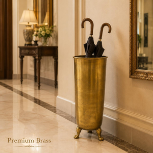 Porte-parapluie en métal artisanal |   Porte-parapluie décoratif sur pied avec base ronde pour l'entrée, la maison ou le bureau - Product Image 2