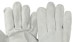 Gants de sécurité industriels pour hommes HY/OEM HY-W704, en cuir de vachette croûte, blancs, taille L, 10 pouces, flexibles et texturés, pour camionnage, jardinage et construction - Product Image 4