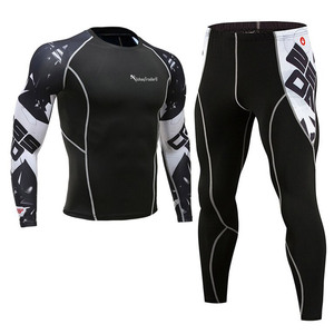 Chemises de compression très vendues, vêtements de sport, vêtements de gym, coupe ajustée, manches longues, impression personnalisée pour hommes, combinaison de compression unisexe, ensemble 2 pièces - Product Image 3
