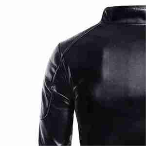 Premium Quality <b>Men's</b> Casual Stand Collar Slim Fit Faux Leather Jacket <b>Biker</b> Motorcycle Jacket - Product Image 6
