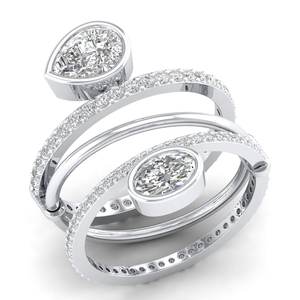 Bagues de fiançailles REYES en argent sterling 925 et moissanite, design original, plaquées or blanc 14K 18K et rhodium, bijoux fins pour mariage - Product Image 2