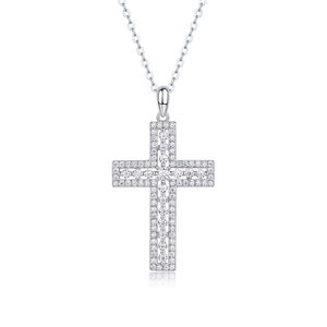 Pendentif Croix Art Déco avec Moissanite Ronde Taillée, en Argent Sterling 925, Bijou Chrétien Religieux, Charme, Cadeau - Product Image 5