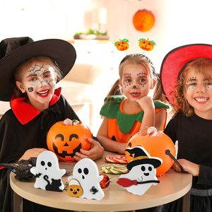 Decorazioni di Halloween: Set di vassoi in legno a 3 livelli con gatti neri, pipistrelli, scopa da strega e cartelli a forma di zucca - Product Image 6