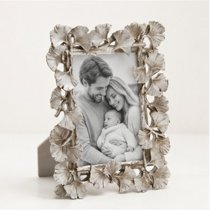Cadre photo vintage en argent, motif feuille de Ginkgo, de luxe, antique, métallique, pour décoration de table, idéal pour mariages et hôtels (vente en gros) - Product Image 5