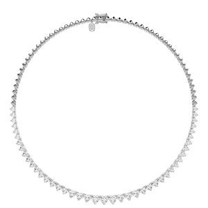Collier tennis Cœur de diplômée avec diamants de laboratoire et naturels, en argent sterling 9KT 10KT 14KT 18KT, cadeau pour femme - Product Image 1