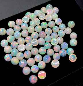 Lot de 13 cabochons ronds en opale blanche éthiopienne, pierres précieuses multicolores - Product Image 6