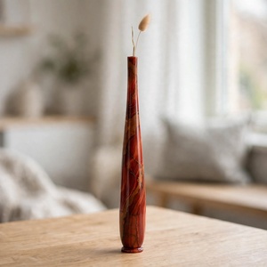 Vase Bouteille Élancé en Onyx Rouge Cornaline, Fait Main, Pierre Veinée Rouille Ardente, Pièce Décorative d'Impression, Vente en Gros - Product Image 1