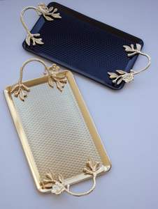 Bandeja de Servicio Rectangular de Aluminio Fundido, Decorativa, con Asas - Product Image 4