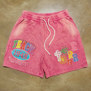 Shorts de sport pour hommes en maille avec imprimé graphique, 100 % coton, brodés, anti-plis, respirants, pour la gym et la course à pied - Product Image 5