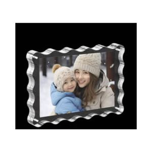Styled Scalloped Acrylic Photo Frame Wavy Border Magnetic Picture Frame Clear Lucite <b>Desktop</b> <b>Stand</b> Wholesale Custom Photo Frame - Product Image 1